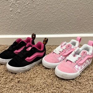Kids Low-Top vans Knew school Skate Shoes - Pink & Black